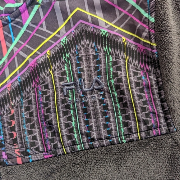 Fila Retro 90's Neon Pattern Zip Up Super Soft Fleece Unique vintage - Picture 4 of 7